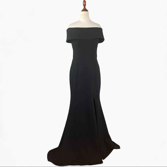 BHLDN Delice Off-the-Shoulder Crepe Dress in Black Size 8 Flared Hem - Picture 5 of 15